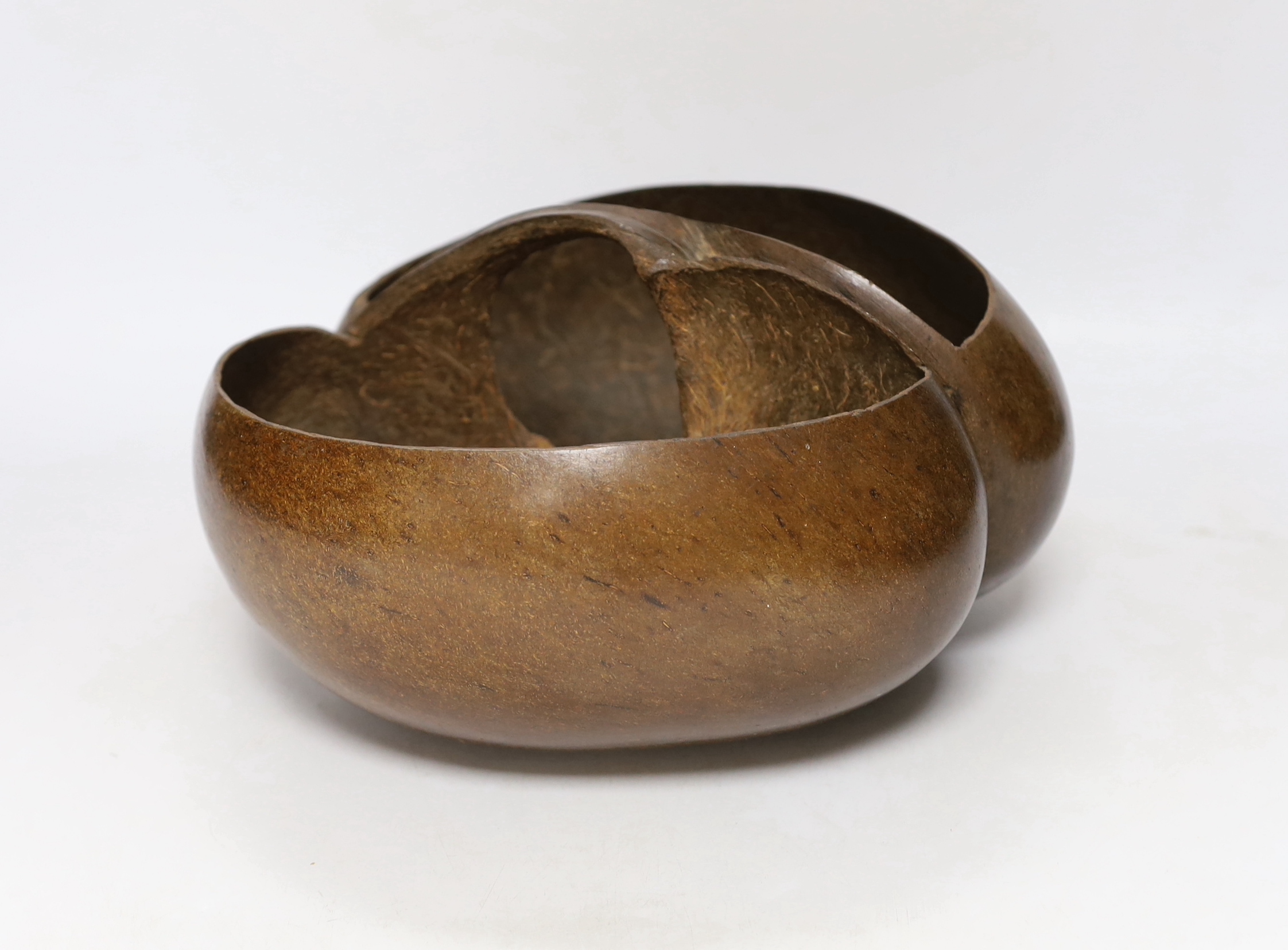 A Seychelles coco-de-mer basket, 26cm diam.